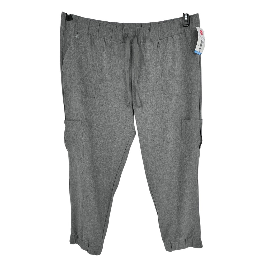 Hanes Comfort Fit Scrubs Women 3XL Gray‎ Jogger Cargo Pants Odor Control NEW